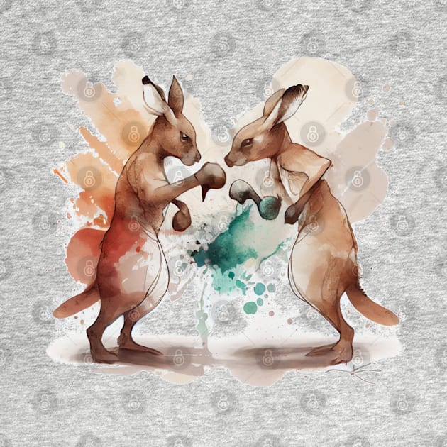 Kangaroo boxing by AI INKER